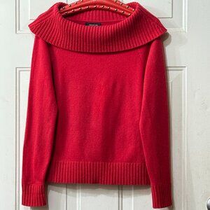 Jones New York Women Pet Sz S Mongolian Cashmere Red Sweater  Pullover Cowl Neck